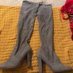 Thigh high suede boots